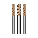 Cleqee スクエア エンドミル 刃径6mm × 刃長15mm × 全長50mm × 軸径6mm3個セット 4枚刃 TiAlNコート 超硬 スクエア エンドミ...