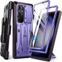 Tongate Samsung Galaxy S23 Ultraケース、スライド式カメラカバー&スクリーンプロテクター内蔵2つのフロントフレームミリタリーグレードの衝撃吸収S23 Ultra用ケース、キックスタンド&ベルトクリップ付き、6.8インチ、パープル