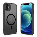 iPhone 12 ケース 半透明 pc 耐衝撃 Magsafe対応 マット感 軽量 薄型 米軍MIL規格 ストラップホール付き ワイヤレス充電対応 スマホカバー EUMADOVE (ブラック, iPhone 12)