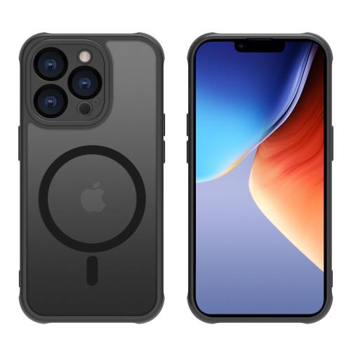 iPhone 13 Pro ケース 半透明 pc 耐衝撃 Magsafe対応 マット感 軽量 薄型 米軍MIL規格 ストラップホール付き ワイヤレス充電対応 スマホカバー EUMADOVE (ブラック, iPhone 13 Pro)