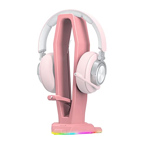 KIWIFOTOS 卓上 ヘッドホンスタンド RGB ヘッドセットスタンド 内蔵USBハブ 3.5mm AUXポートと4つの US..