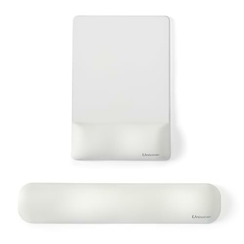UnivoColors リストレスト マウスパッド セット 手首置き プレミアムPU素材 人間工学デザイン 疲労低減 長時間操作のサポート 低反発クッション 体圧分散性能 手首痛み緩和 肌に刺激なし 底面に滑り止め(ホワイト)