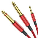 MOSWAG 3.5 mm「TRSから2 x 6.35 mm」TSモノラルYケーブル分岐器ケーブル、iPod、ノートパソコン、CDプレーヤー、電力増幅器、ミキサー、家庭用ステレオシステムに適しています