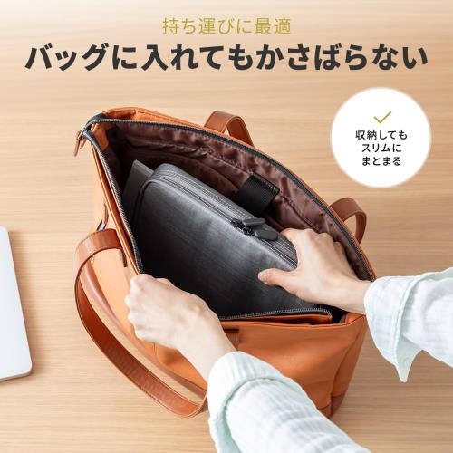 サンワダイレクト ガジェットポーチ 薄型 ケーブル 充電器 収納 トラベル ケース ガジェット Lサイズ ブラック 200-BAGIN036BK fidela-10598129 FIDELA サンプル画像3