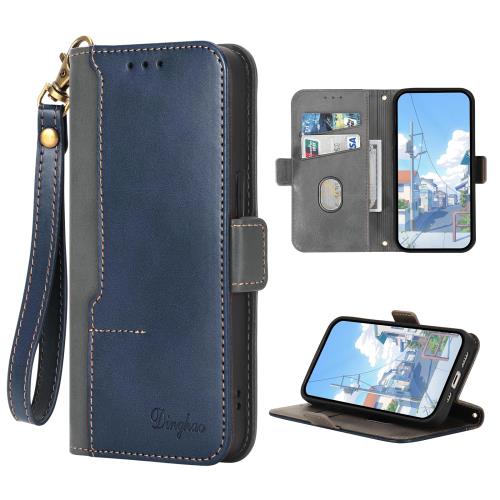 Nubia S 5Gケース 手用型 ヌビアs 5g スマホケース 手帳型 MUOUID ストラップ付き a403zt手帳型 カード入れ収納 スタンド機能 財布 全面保護 カバー (nubia S 5G, ブルー+グレー)