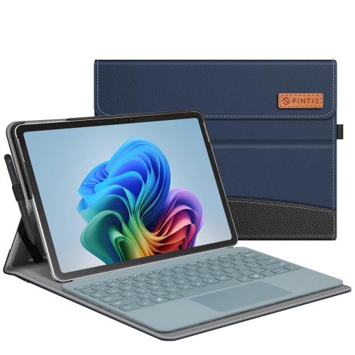 Fintie Microsoft Surface Pro 12 ケース カバー 2025年モデル タブレットケース 全面保護 薄型 スタンド機能 マルチ視角 PU レザー ポケット付き ペンホルダー付き 収納性(ネイビー/ブラック)