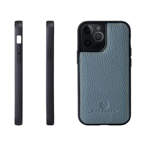 HANATORA iPhone12 12Pro ケース 本革 耐衝撃 スマホケース スマホ コードホルダー 付き シュリンクカーフレザー ギフト バンパー型 マグネットなし アイシーブルー SPG-12Pro-IcyBlue