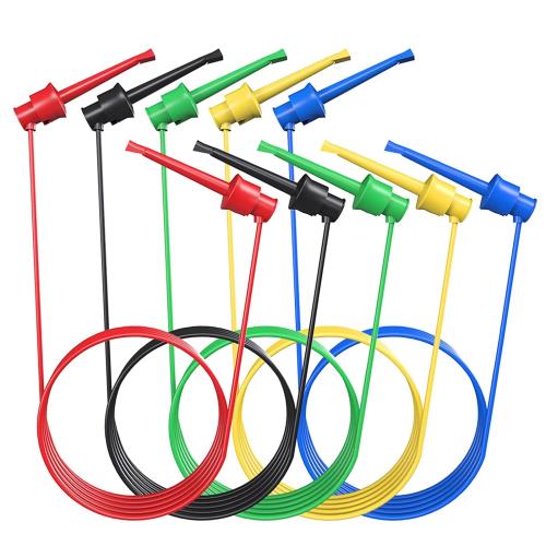 Cleqee シリコーンマルチメーターテストリード デュアルSMD ICテストフッククリップ 電子テスト用プローブ ミニグラバー-ミニグラバーテストケーブル 5個入り50cm