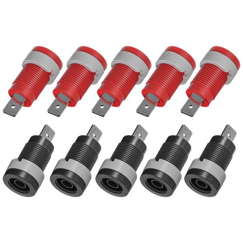 Cleqee バナナジャック バインディングポスト 4mmメス ソケットプラグ パネル取り付け式 スピーカーアンプ/測定機器/電源装置用 赤黒2色 10個セット