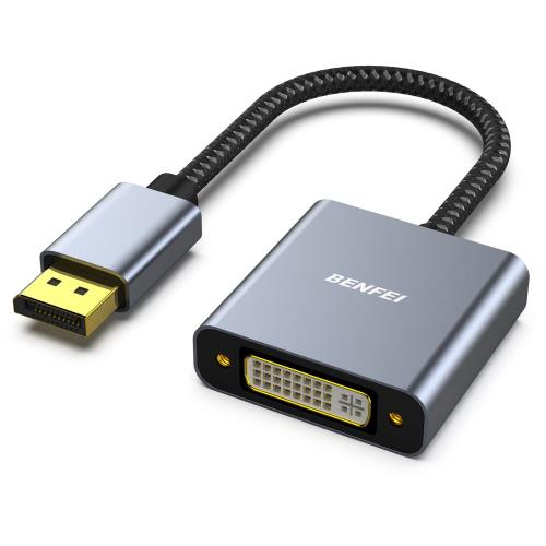BENFEI DisplayPort - DVI、DisplayPort - DVI-D シングル リンク アダプター オス - メス アダプター Lenovo Dell HP などに対応 [金メッキ コネクター、アルミニウム シェル ナイロン ケーブル]