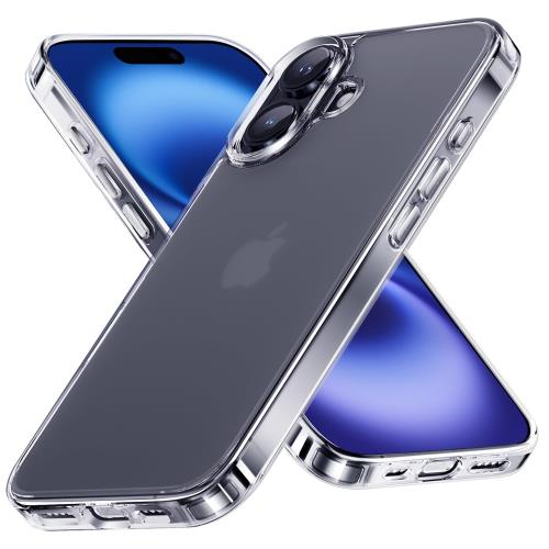 NIMASO iPhone 16 用 ケース マット 背面 強化ガラス 9H硬度 米軍MIL規格 SGS認証 耐衝撃 傷つけ防止 半透明 薄型 バンパー 黄変防止 ワイヤレス充電対応 ストラップホール付き アイフォン16対応 （6.1 インチ） スマホケース（氷晶シリーズ）NSC24G1461