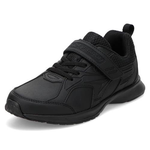 Sneakers - [シュンソク] スニーカー キッズ 男の子 女の子 白 黒 通学靴 軽量 15~27cm 2E SJJ 1970 ブラック/ブラック 21.5 cm