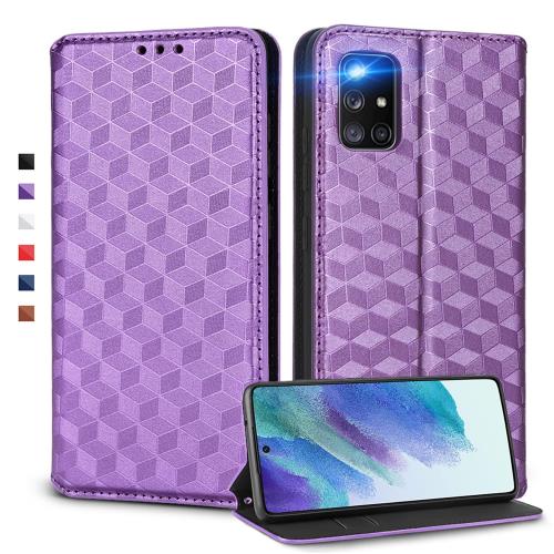 UnivoColors Galaxy A51 5G (SC-54A) 手帳型ケース 高級合皮 カード収納 マグネット開閉 スタンド機能 ストラップホール付き TPUソフトバンパー 全面保護 カメラ保護 衝撃吸収 ビジネス おしゃれ カバー(ムラサキ) N1