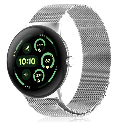 [SegInn] Google Pixel Watch 3 45mm Compatible Band Fashion Replacement Band Magnetic Buckle Belt Metal Band Size Adjustable Replacement Strap Stainless Steel Watch Band Compatible Google Pixel Watch 3 45mm Band (Silver)