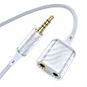  MOSWAG 3.5mm オーディオ分配ケーブル 4極/TRRS 3極 マイク+ヘッドホン分岐 イヤホン 3.5mm 分配ケーブル ステレオ Hi-Fi音質 高耐久性ナイロン編み 24K金メッキプラグ タブレット/PC/PS4/ Microphone/Telephone 等に対応