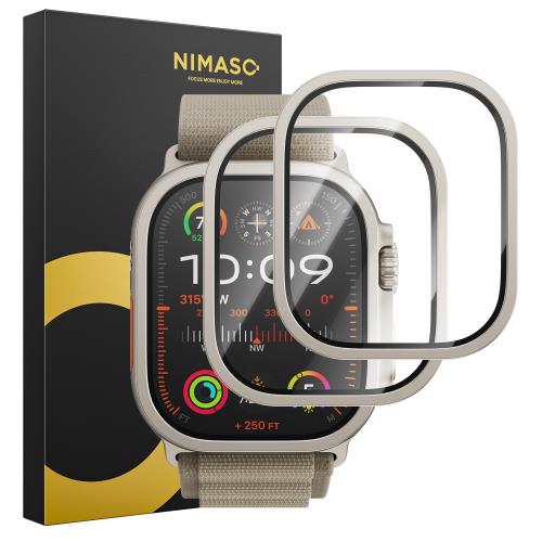 2枚組NIMASO Apple Watch Ultra 2/1 49mm ガラスフィルム 一体型 全面保護 強化ガラス 保護フィルム アップルウォッチウルトラ/アップルウォッチウルトラ2 専用 画面保護 高透過率 気泡防止 指紋防止 傷防止 薄型 貼り付け便利 DSP24H1511
