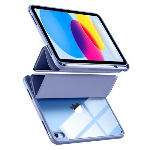 Maledan2025最新型対応iPad 11世代 ケース - 対応iPad 第11/10世代 ケース 三つ折りスタンド ペンシル収納 軽薄 軽量 DIY透明オートスリープ機能対応 耐衝撃 紫紺