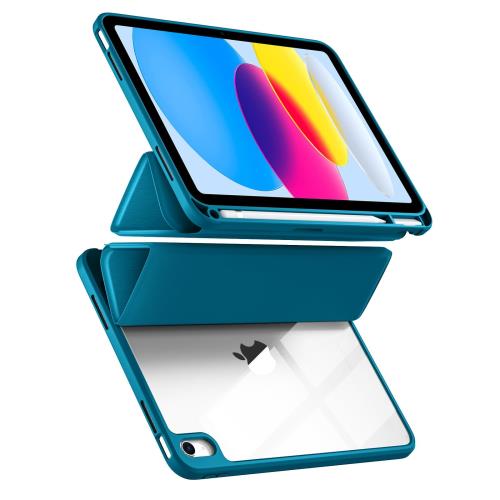 Maledan2025最新型対応iPad 11世代 ケース - 対応iPad 第11/10世代 ケース 三つ折りスタンド ペンシル収納 軽薄 軽量 DIY透明オートスリープ機能対応 耐衝撃 オーロラブルー