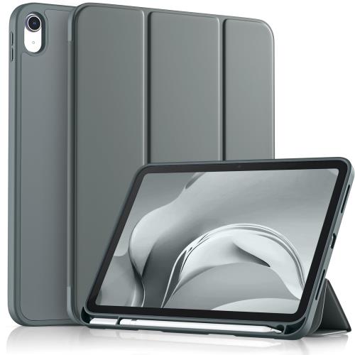 Maledan 対応iPad 11世代 ケース 2025モデル - 11/10.9インチ 三つ折りスタンド ペンシル収納ホルダー付き 軽薄 軽量 オートスリープ機能対応 耐衝撃 対応iPad 10世代 ケース ダークグレー