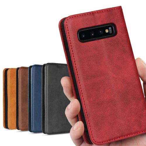 Galaxy S10plus ケース S10 plus ケース SC-04L SC-05L SCV42 サムスン ギャラクシー S10プラス カバー S10+ スマホケース 携帯カバー 手帳型 カバー case_iCoverCase 内蔵マグネット 携帯カバー カード入れ スタンド機能 シンプル カバー 落ち着いた色 レトロ レッド