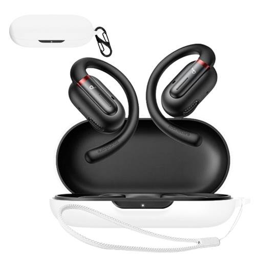 For Anker Soundcore V30i ケース [HVUYAL] 紛失防止用のフックを搭載した 軽量 キズ防止 防塵 傷つきにくい 柔らかなシリカゲルのスポーツクールなデザイン 衝撃 吸収 スリム ソフト ケースカバー 落下防止保護(ホワイト)