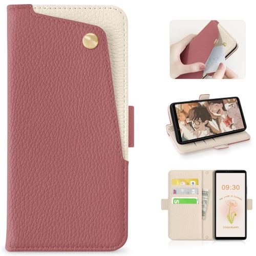 CASSYOOK for xperia 1 vii ケース 手帳型 エクスペリア1 vii ケース 財布型 カードポケット付き 全面保護 so-51f ケース カード収納 横置きスタンド機能 高級PUレザー おしゃれ 上質な手触り 擦り傷防止(スイカレッド)