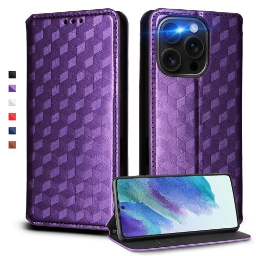 UnivoColors iPhone 16 Pro 対応手帳型ケース 高級合皮 カード収納 マグネット開閉 スタンド機能 ストラップホール付き TPUソフトバンパー 全面保護 カメラ保護 衝撃吸収 ビジネス おしゃれ カバー(ムラサキ)