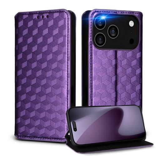 UnivoColors iPhone 17 Pro 対応手帳型ケース 高級合皮 カード収納 マグネット開閉 スタンド機能 ストラップホール付き TPUソフトバンパー 全面保護 カメラ保護 衝撃吸収 ビジネス おしゃれ カバー(ムラサキ)