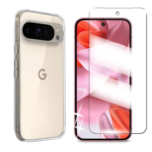 1.対応機種：Google Pixel 9 専用 1枚ガラスフィルム+1枚透明 TPU ケース。ご購入前に機種をご確認ください。ケースとの干渉なしガラスフィルムはスクリーンよりやや小さめに設計されており、スマホケースに干渉せず、しっかりとフィットします。使用時の快適さを向上させます。 2.液晶画面とカメラレンズを確かに保護デバイスの薄さを維持しつつ、しっかり保護出来る高さで設計されています。カメラレンズと液晶画面よりフチを高く設計して予期せぬキズから守ります。液晶画面ガラスフィルムを付着した場合にもフィルムをキズと衝撃から保護できます。 3.持ちやすい軽量な上、厚みもかさばることありません。細かいところにもちょうどよく、穴位置も正しく、すべてのスピーカー、ポート、ボタンは使いやすいです。 4.指紋防止、防油、防水 ガラスフィルムの表面特殊な疎油処理されているため、簡単にタッチすることができ，指触りが抜群です。表面仕上げ加工により、汗や指紋がついているときは、軽く拭くだけで新しい状態に回復できます、スムーズなタッチ感を実現します。 5.飛散防止製品に高品質な爆発防止層を施し、飛散防止加工により 傷や衝撃に強い、万が一ガラスが破損した場合も飛び散らず 、破片は張り付いたままの状態になります、高い安全性を実現します。 6.高い透明度このガラスフィルムは透明感があり、市販のガラスフィルムより透明度が高くて、液晶画面の本来の美しさを損なわないません、フロントカメラでの撮影にも影響しません。 7.滑り止め加工｜落下防止設計 側面に微細テクスチャ加工を施し、手元での滑りを防止。スマホ操作中や片手での開閉時も安定した握り心地で、落下リスクを軽減します。 8.圧倒的な耐衝撃性・バッチリ防御 耐摩耗性に優れた航空用アルミ合金と9H硬度ガラス素材を上手く組み合わせたカメラレンズカバーは衝撃を効果的に吸収するので、衝撃を最小限に抑えられます。鍵やカッターなどの鋭利な物を当てても無傷で済む!また、特殊な飛散防止設計により万が一強力な衝撃でガラスが割れてしまった際にも飛散することなく、高い安全性を実現します。
