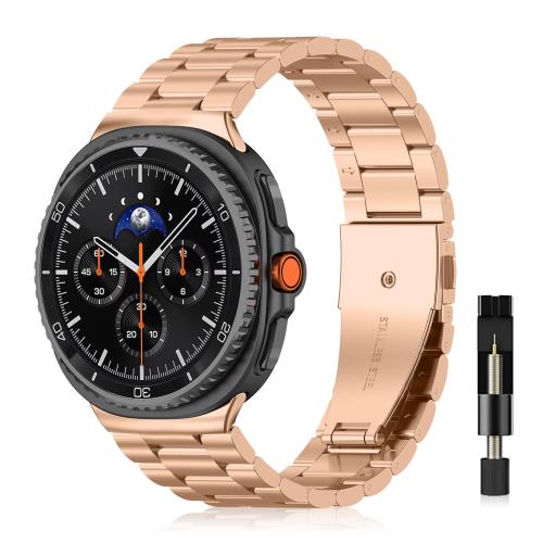 Rakuten - [SeGinn] Galaxy Watch 8 40 mm 44 mm/Watch 8 Classic 46mm 2025 対応 交換バンド ステンレス製 サイズ調節可能 調整工具付き ギャラクシーウォッチ8 40mm 交換ベルト ストラップ ビジネス風 galaxy watch 8 classic 46mm バンド（ローズゴールド）