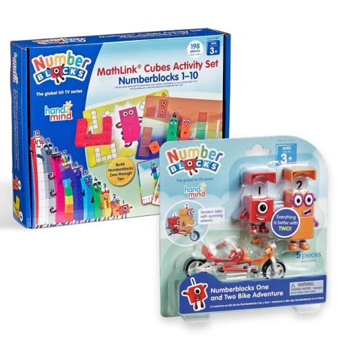Numberblocks ナンバーブロックス 2個セット 「マスリンクキューブ 算数アクティビティセット (1-10)」 + 「One and Two Bike Adventure キャラクター フィギュア」 算数おもちゃ
