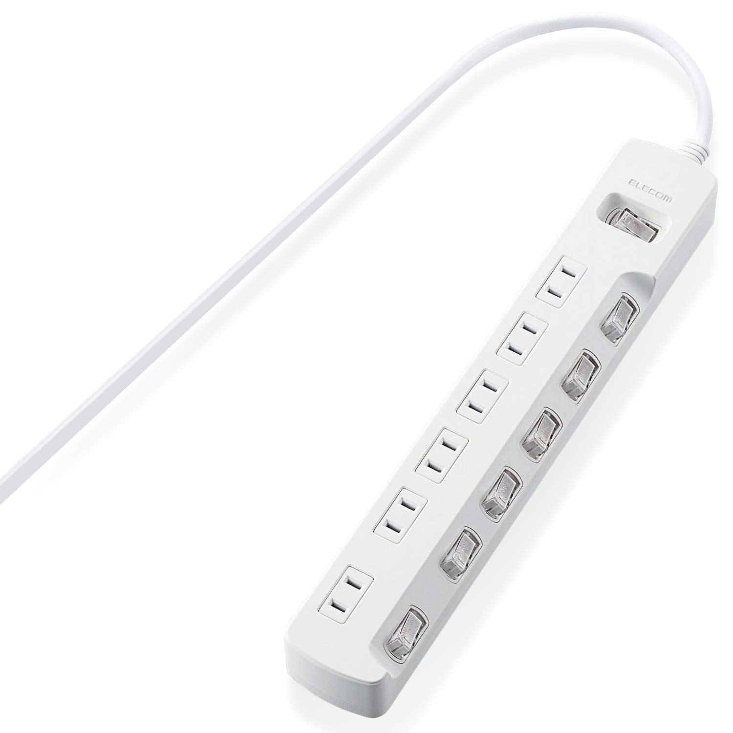 エレコム 電源タップ 雷ガード 一括個別スイッチ スイングプラグ ほこりシャッター付 6個口 5m ホワイト T-K8A-2650WH