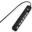 エレコム 電源タップ 雷ガード 一括個別スイッチ スイングプラグ ほこりシャッター付 6個口 2.5m ブラック T-K8A-2625BK