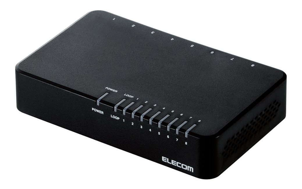エレコム スイッチングハブ 8ポート 10/100Mbps AC電源 EHC-F08PA-B