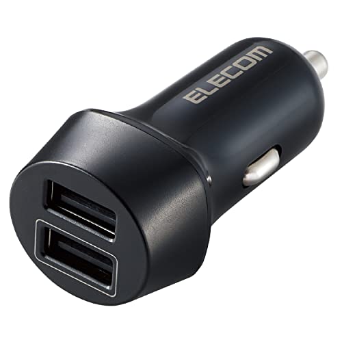 エレコム カーチャージャー シガーソケット USB 2ポート (USB-A×2) 12W 12V/24V入力対応 LEDランプ付き..
