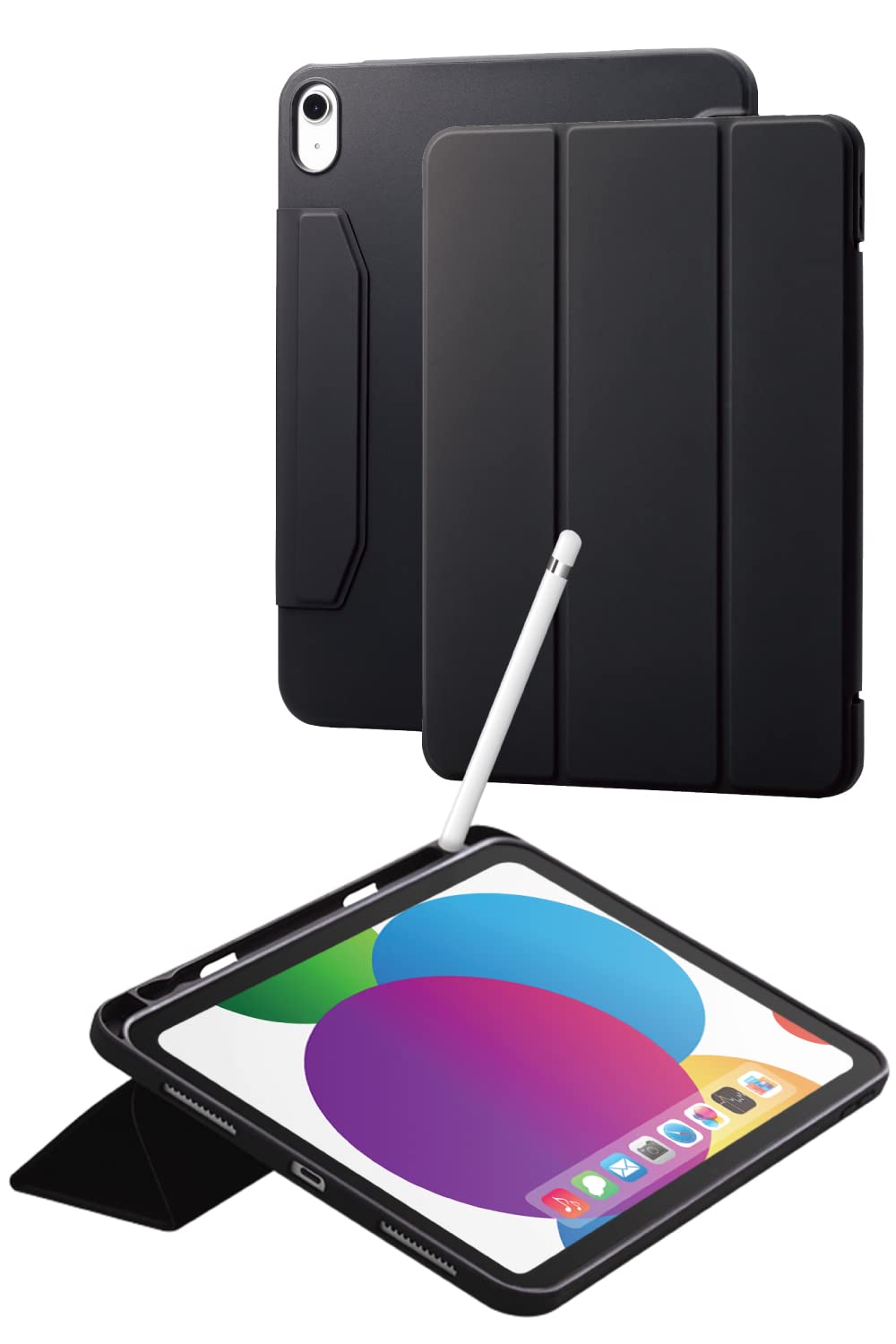エレコム iPad 10.9 第10世代 (2022モデル) ケース フラップケース 抗菌ソフトレザー Apple Pencil収納 ブラック TBWA22RWVSA2BK