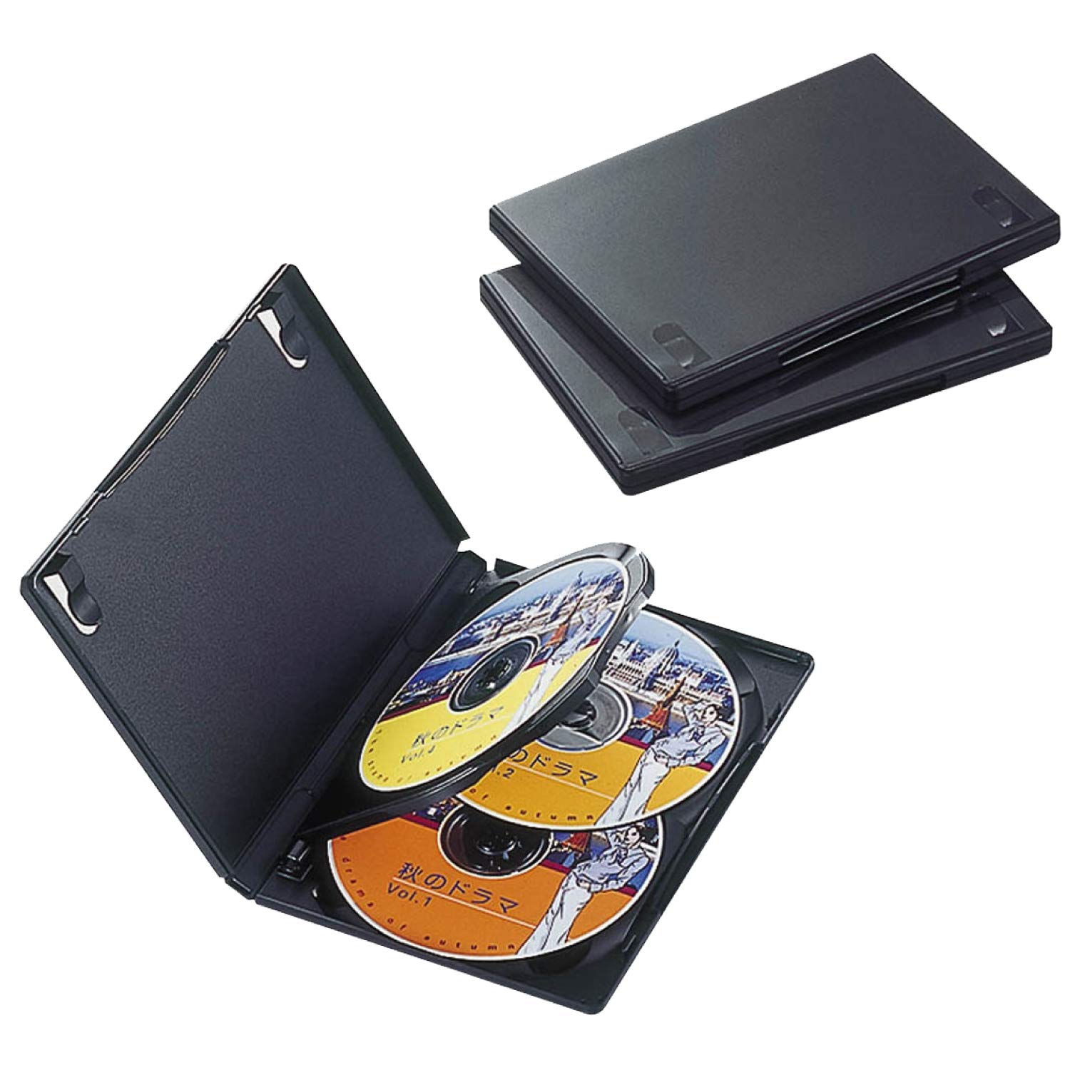 エレコム トールケース DVD BD 対応 標準サイズ 4枚収納 3個セット ブラック CCD-DVD08BK