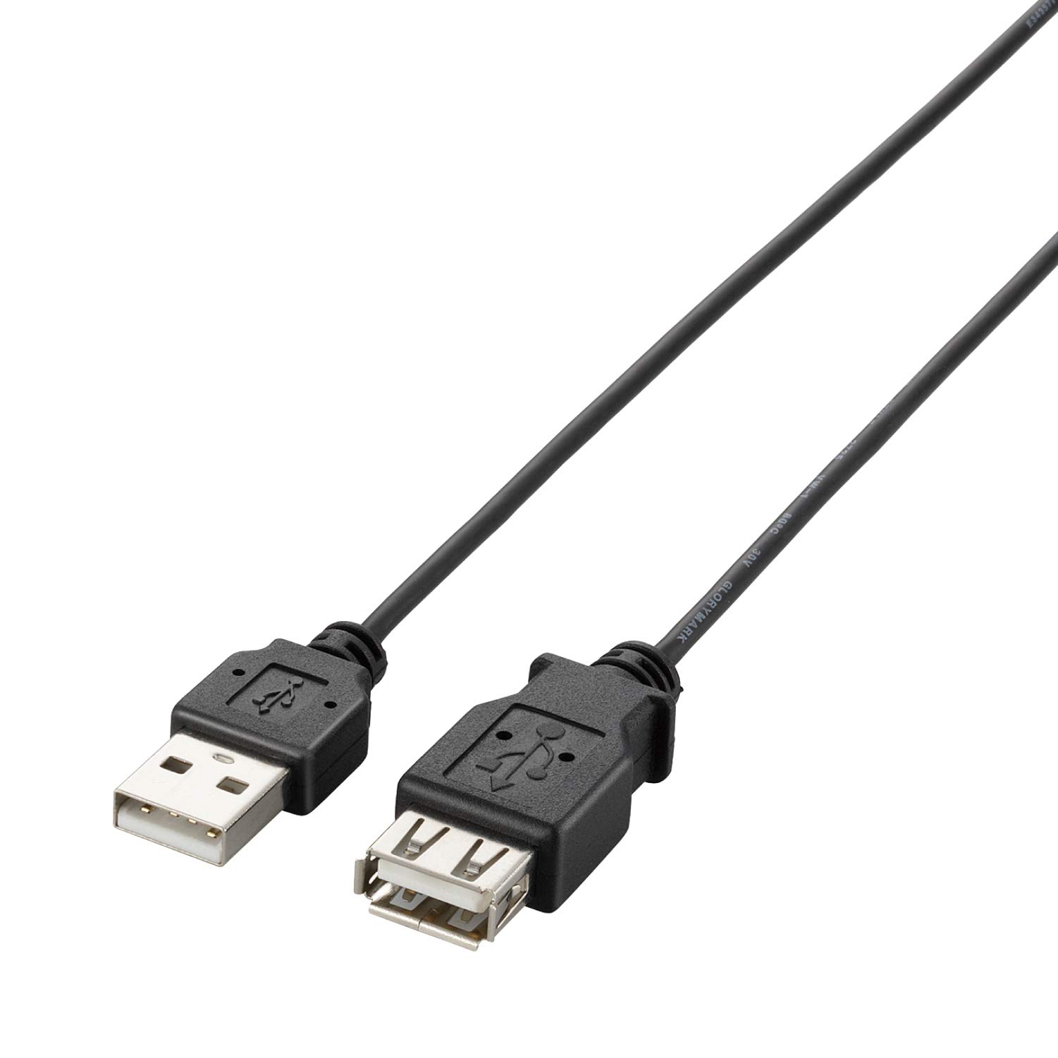 Rakuten - エレコム USB延長ケーブル USB2.0 A-Aメスタイプ 極細 2.5m ブラック U2C-EXN25BK