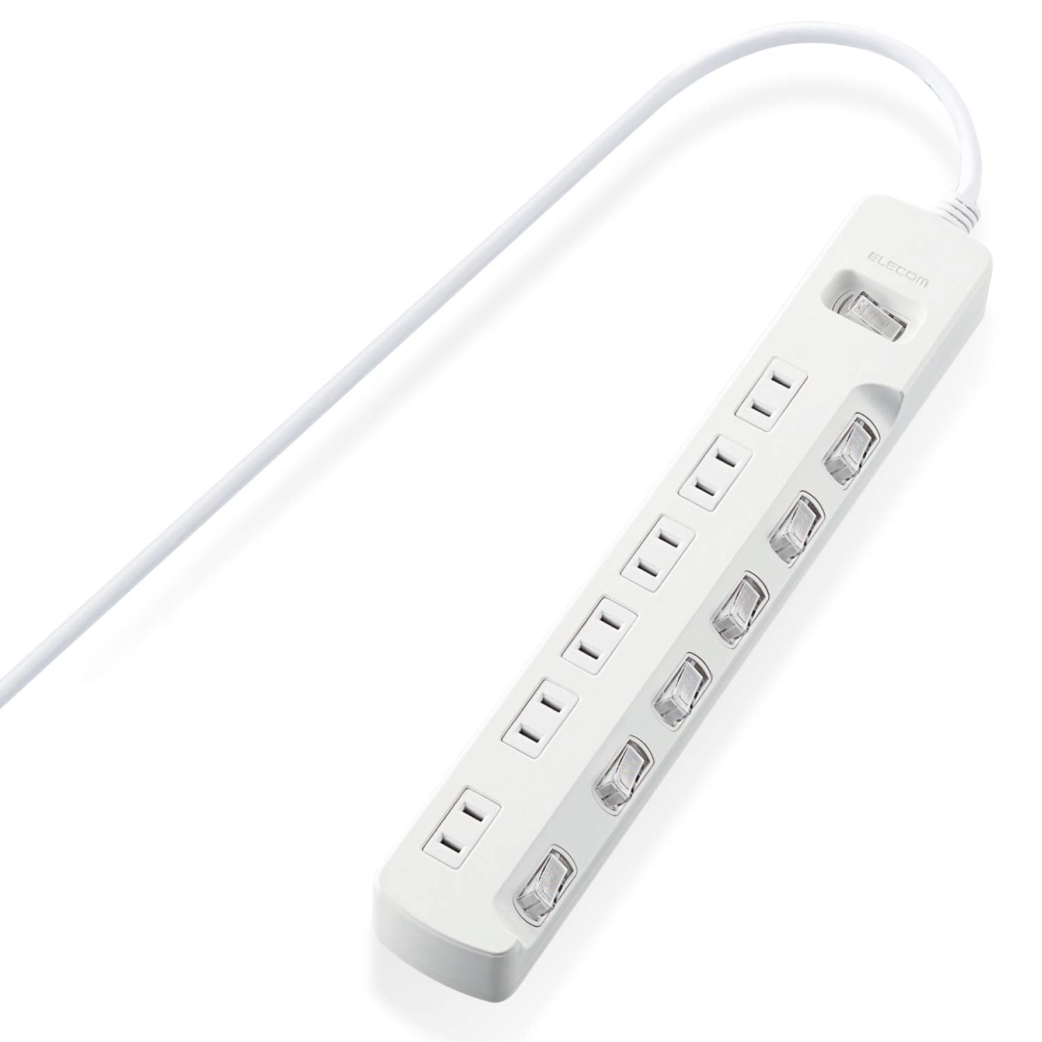 エレコム 電源タップ 一括個別スイッチ 省エネ スイングプラグ 6個口 2m ホワイト T-E7A-2620WH