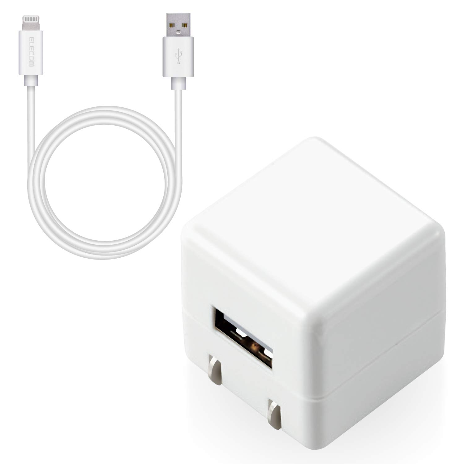 エレコム USB コンセント 充電器 5W Aポート×1 Lightningケーブル(A-L) 1.0m iPhone (iPhone13シリーズ対応) 対応 ホワイト MPA-ACL04WH