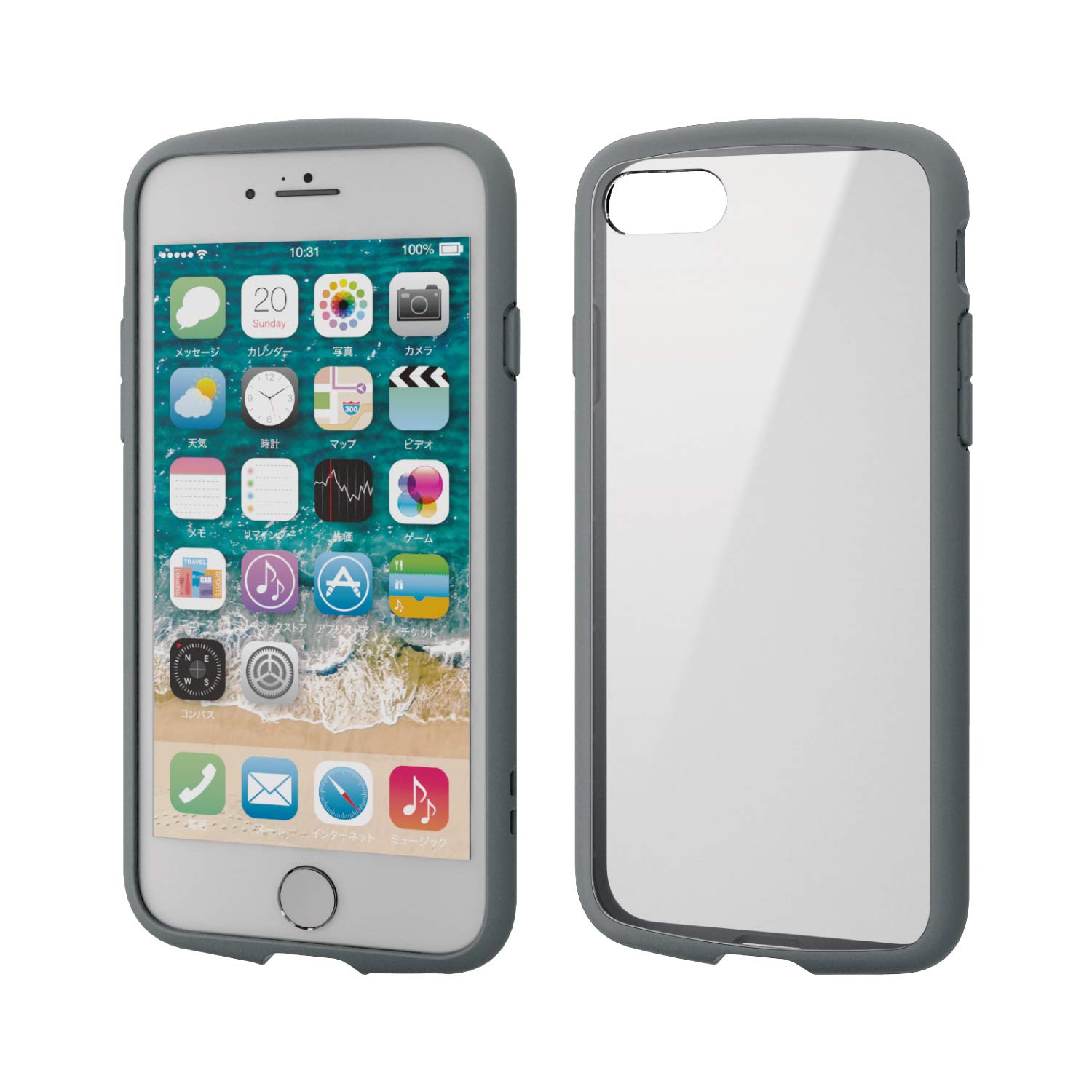 エレコム iPhone SE 第2世代 2020 / 8 / 7 対応 ケース 耐衝撃×フレーム TOUGH SLIM LITE  グレー PM-A19ATSLFCGY