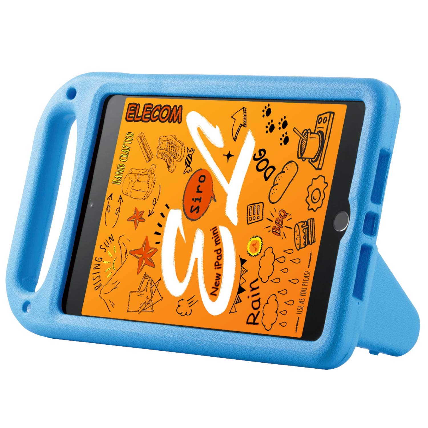 エレコム iPad mini 2019年モデル ケース TB-A19SEVABU ハンドル スタンド ショルダーベルト付 Apple Pencil収納 ブルー
