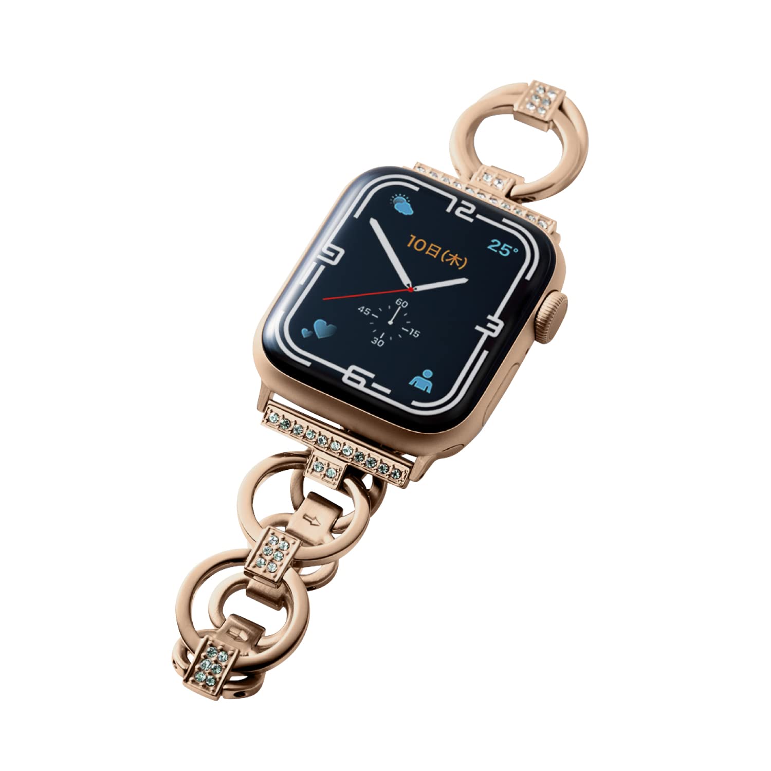 [エレコム] Apple Watch (アップルウォッチ) バンド 41mm 40mm 38mm [Apple Watch 8 7 SE2 SE 6 5 4 3 2 1 対応] ステンレス チェーンタイプ ラインストーン 長さ調整可 調整工具付き ゴールド AW-41BDSSJGD