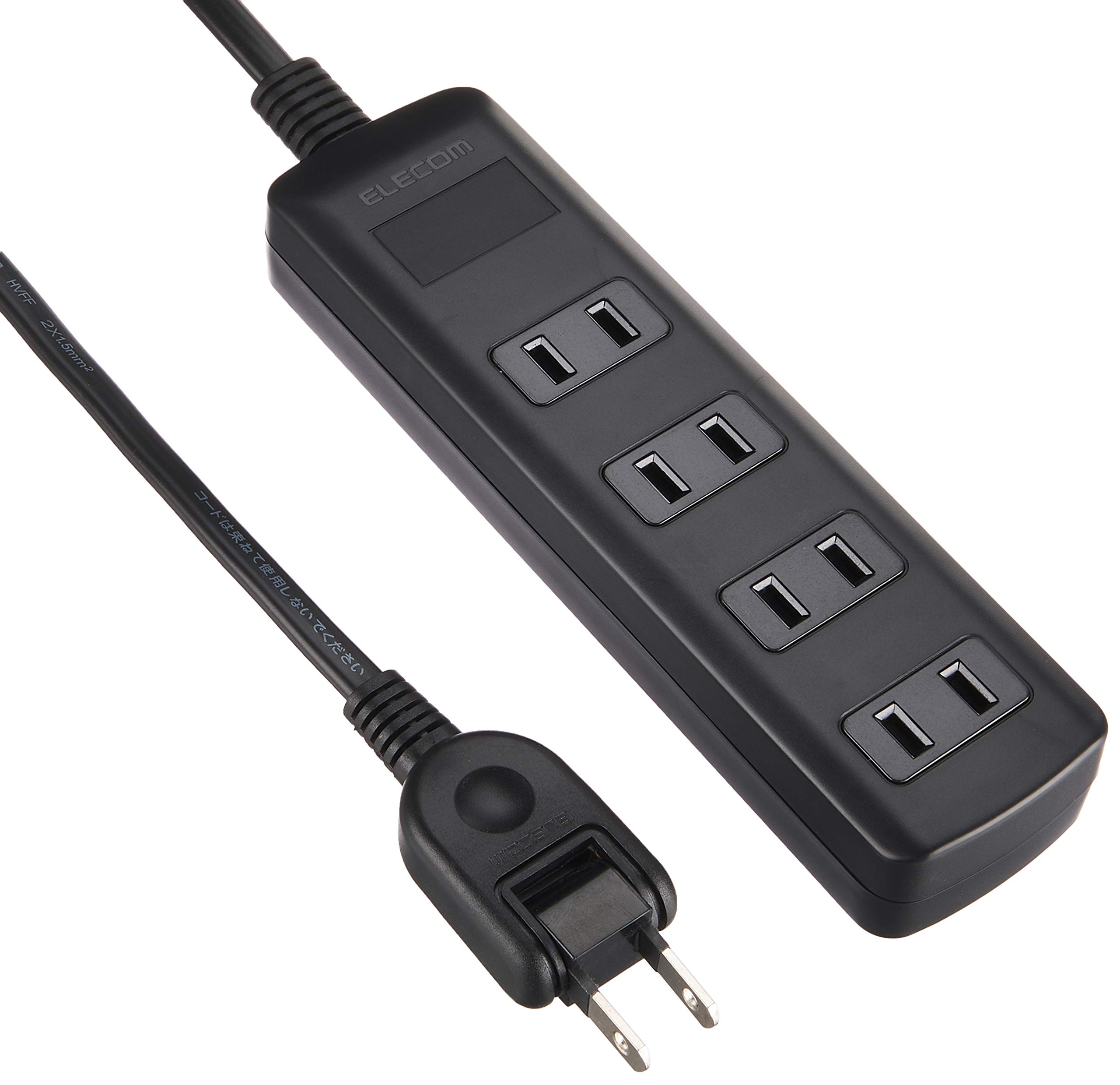 エレコム 電源タップ 雷ガード スイングプラグ 4個口 2.5m ブラック T-K1A-2425BK