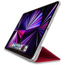 エレコム iPad Pro 11 第4/3/2世代 (2022/2021/2020年) ケース 背面クリア 三つ折りスタンド 軽量 ソフトレザー レッド TB-A21PMWV2RD