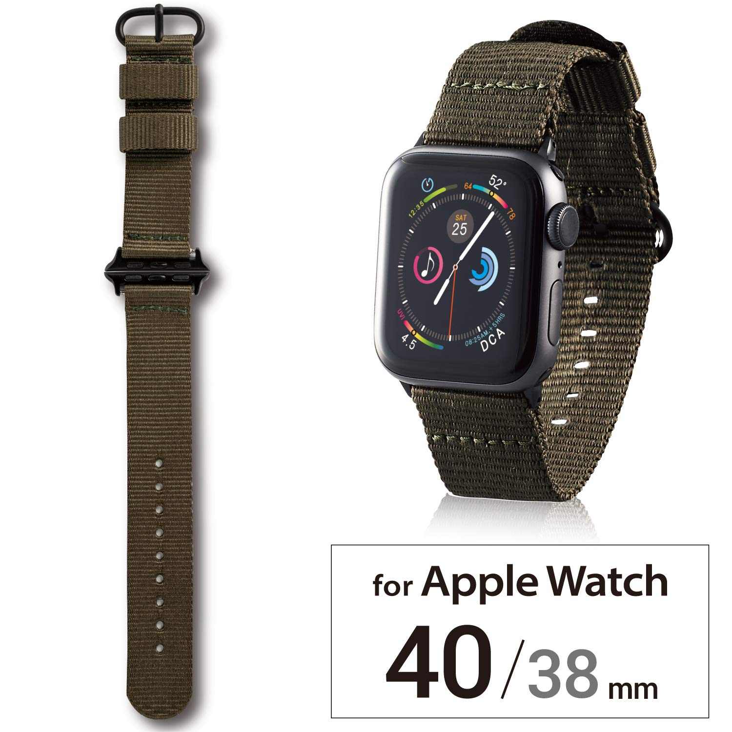 エレコム Apple Watch バンド 40mm/38mm ファブリック カーキ AW-40BDNATKH