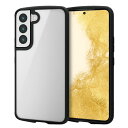エレコム Galaxy S22 (SC-51C / SCG13) ケース カバー ハイブリッド TPU 高硬度8H 角エアクッション 耐衝撃 軽量 薄型 フレームカラー 背面クリア ストラップホール付 TOUGH SLIM LITE ブラック PM-G221TSLFCBK
