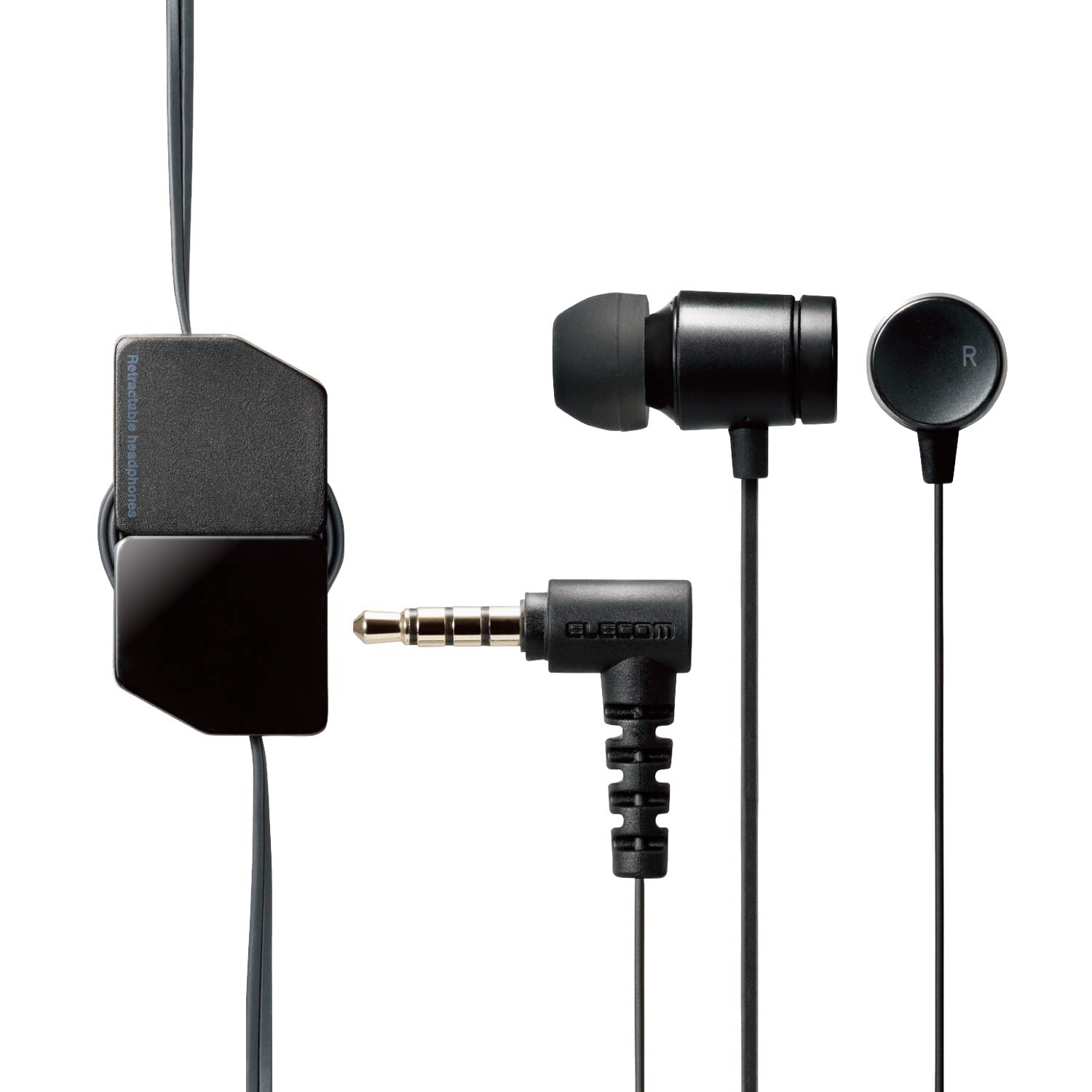 エレコム スマートフォン用ヘッドホン カナル型 3.5φ ステレオ φ9.2mmドライバー Fast Music 巻取 マイク有 FR10CM ブラック EHP-FR10CMBK