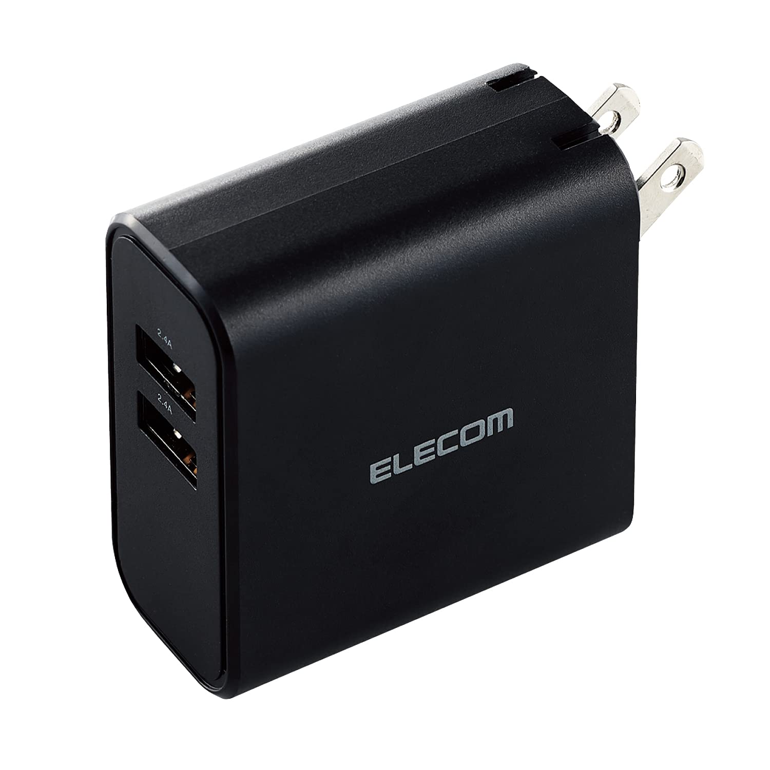 エレコム 充電器 USB コンセント 合計24W 2ポート USB-A 折りたたみ式プラグ 2台同時充電 おまかせ充電対応 iPhone SE3/15/14/13/12/Android 各種対応 ブラック EC-AC03BK