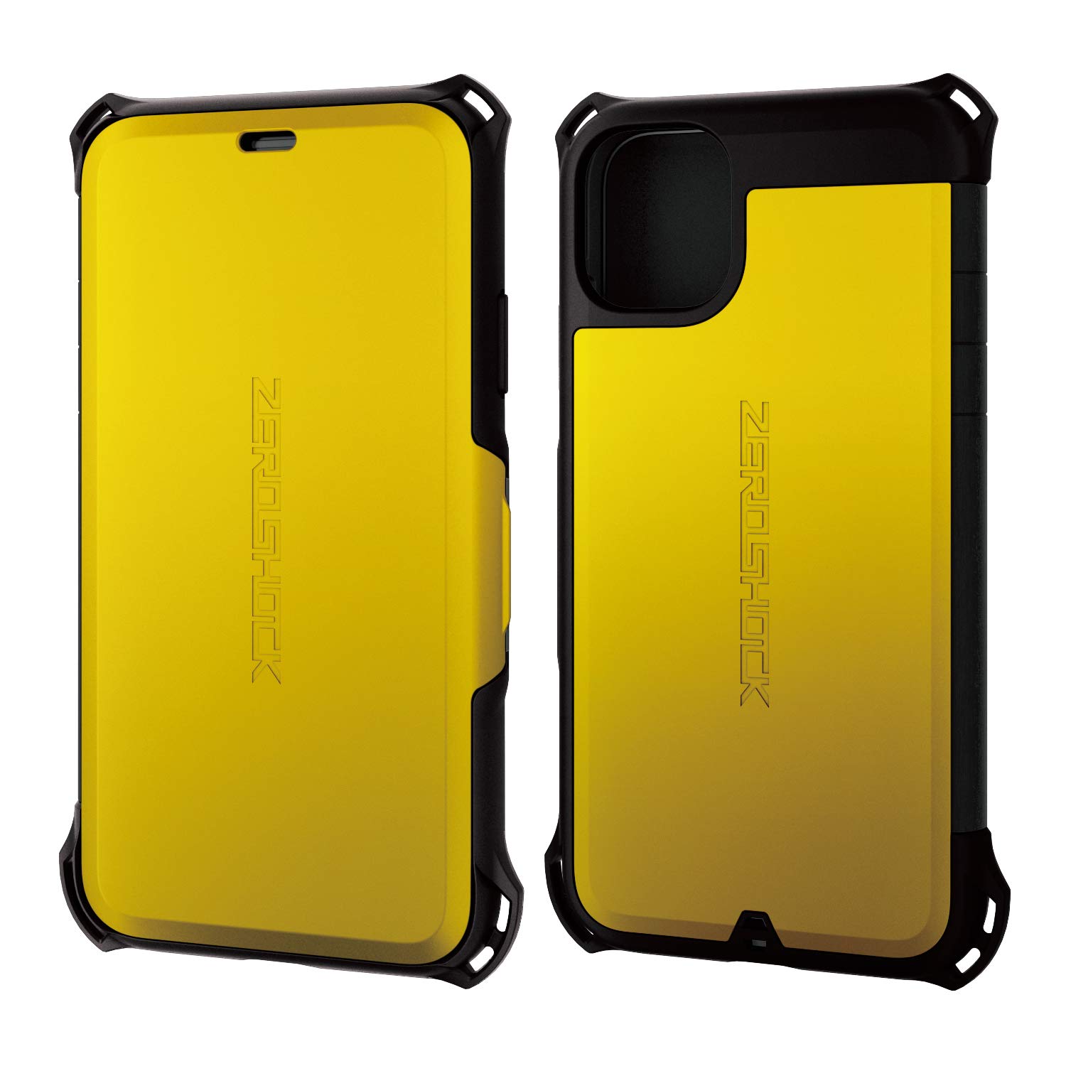 エレコム iPhone 11 ケース ZEROSHOCK 衝撃吸収 落下時の衝撃から本体を守る フラップタイプ イエロー PM-A19CZEROSYL